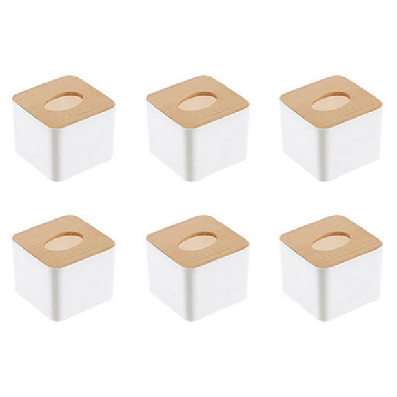6X Square Tissue Box Tissue Box with Wooden Lid Household Removable Mini Wooden Tissue Box