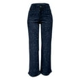 thumbnail image 5 of Womens Rhinestone Jeans Baggy Y2K Straight Wide Leg Sparkly Glitter Denim Pants (Dark Blue M), 5 of 5