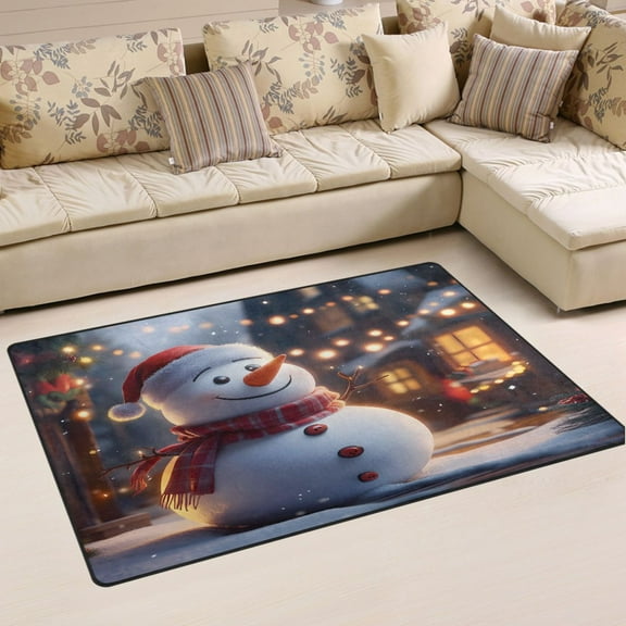Ryvnso Cute Christmas Snowman Area Floor Mat Non-Slip Carpet Soft Rugs Doormats 31" x 20"