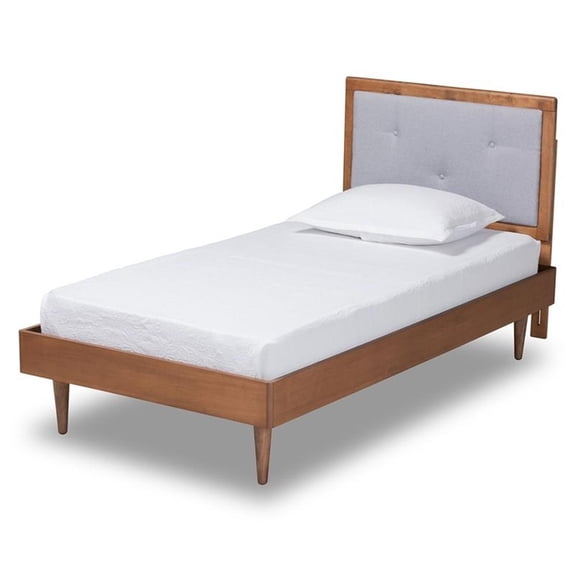 Bowery Hill Light Grey and Brown Finished Wood Twin Size Platform Bed