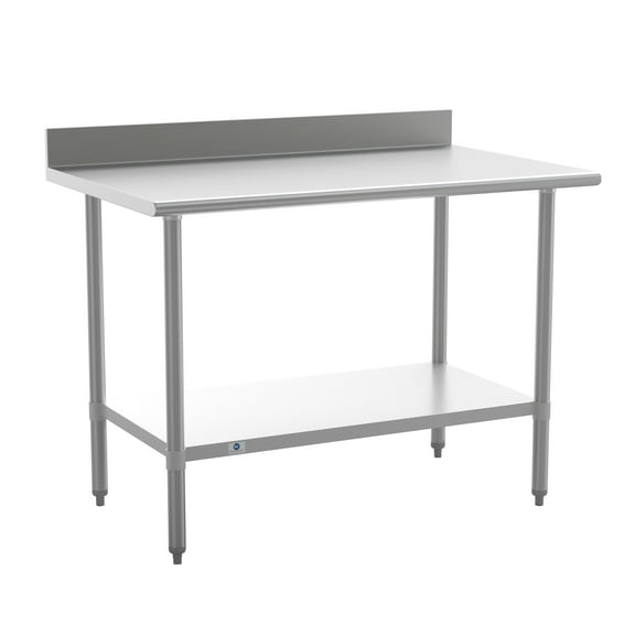 Flash Furniture 30" x 48" Adjustable Shelf Stainless Steel General Purpose Table with 4" Backsplash