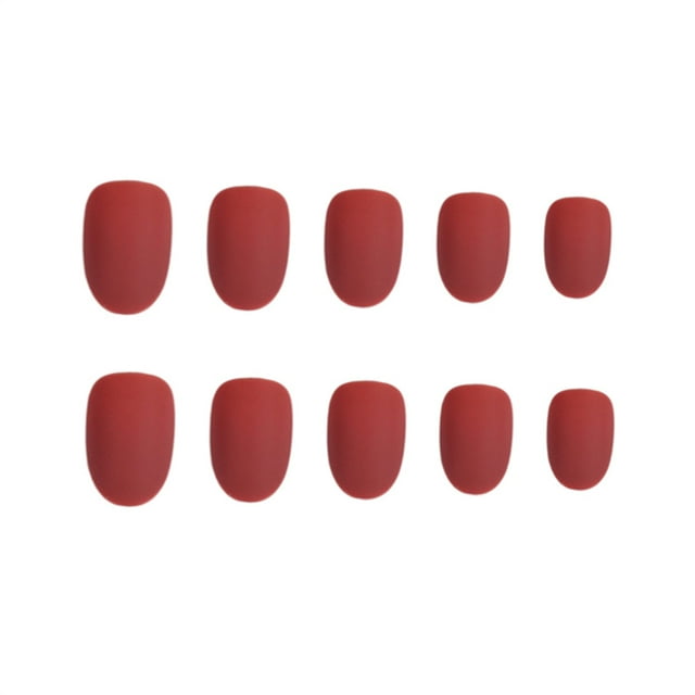 thinson Ongles Ronds Mats 24 Pcs Style Français DIY Artificiels Exquis Uniques Gracieux pour Amateurs de Manucure 26 Roues Rouge