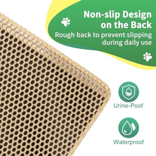 35''X 25'' Large Litter Mat, 2 Layer Cat Litter Mat Litter Trapping Mat,Litter Box Mats for Floor, Cats Litterbox Catcher Rug for Kitty Pet, Waterproof Urine Proof,Non-Slip