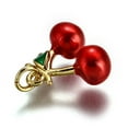 thumbnail image 3 of Brass Enamel Charms Cherry Charms Long-Lasting Plated Real 18K golden Plated Red 11x13x5.5mm Hole: 2.4mm, 3 of 3