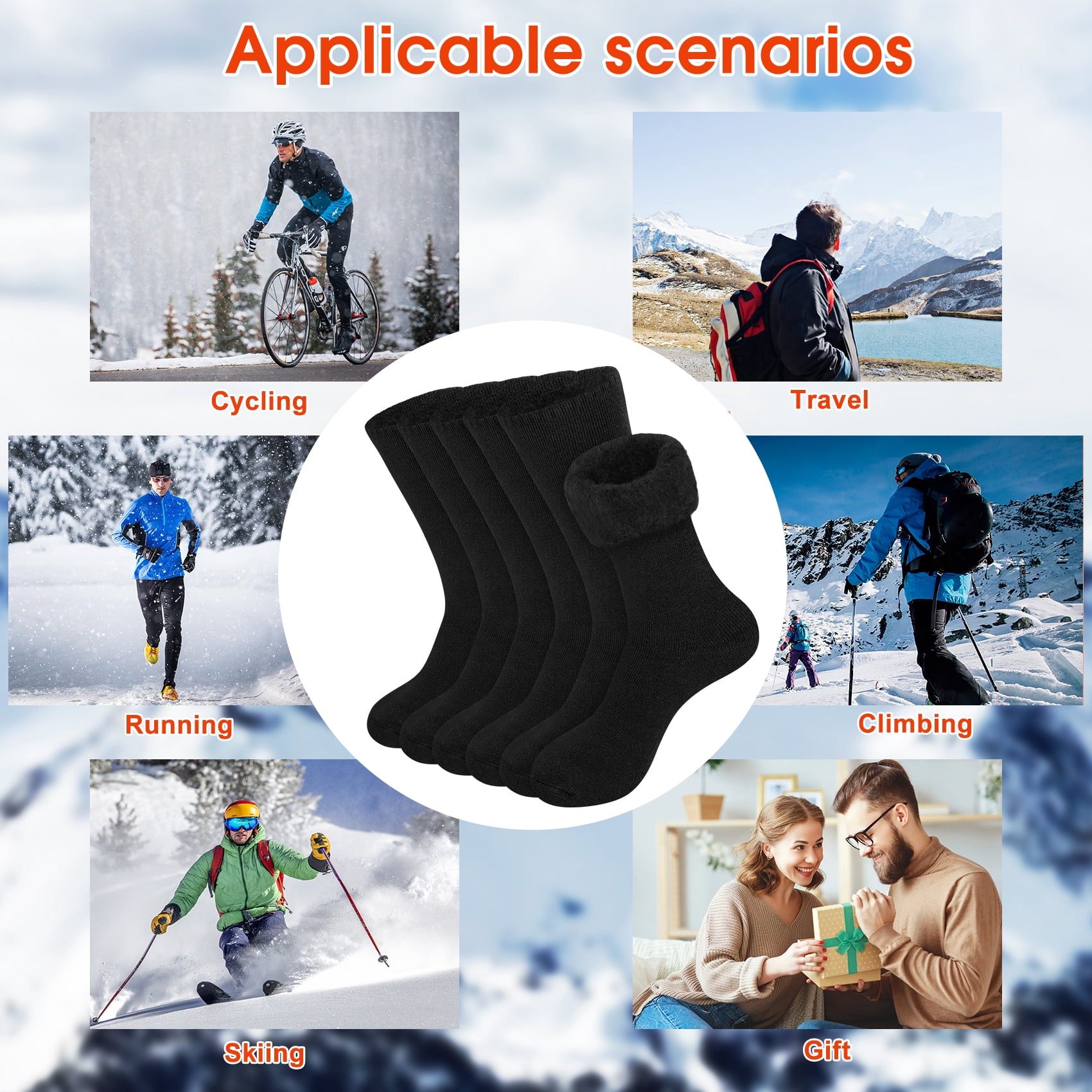 KOITHOT 3 Pack Thermal Socks for Men & Women, Thick Warm Winter Socks for Cold Weather