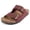 Burgundy, variant on Women’s Slide Sandals – Double Buckle Adjustable Straps, Cork Footbed, Lightweight Comfort Flat Sandals JETE-S Dark Brown 10