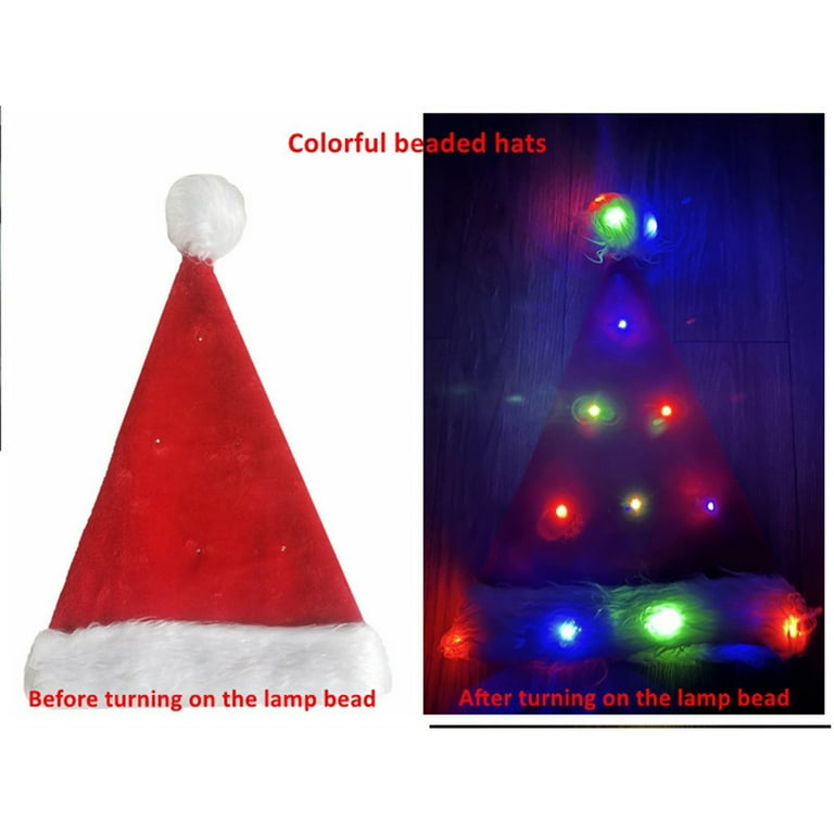 Santa Hat Light Up Christmas Hat Santa Hat With LED Lights Flashing Santa Hat For Adults Kids Christmas Gifts Plush Santa Hat Christmas Hat Xmas