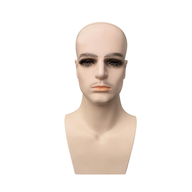 Cabeza de maniquí de hombre con hombros, soporte de exhibición de peluca, modelo de cabeza de maniquí, Piel con barba