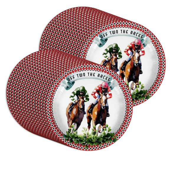 Off Two the Races 2nd Birthday Party Supplies Large 9" Paper Plates in Bulk 32 Piece