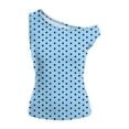 thumbnail image 5 of FDGIU Women's Off Shoulder Polka Dot Slim Tank Top, Short Sleeve Stretch Sleeveless Tee for Summer Daily Club Beach Layering Outfits, 5 of 6