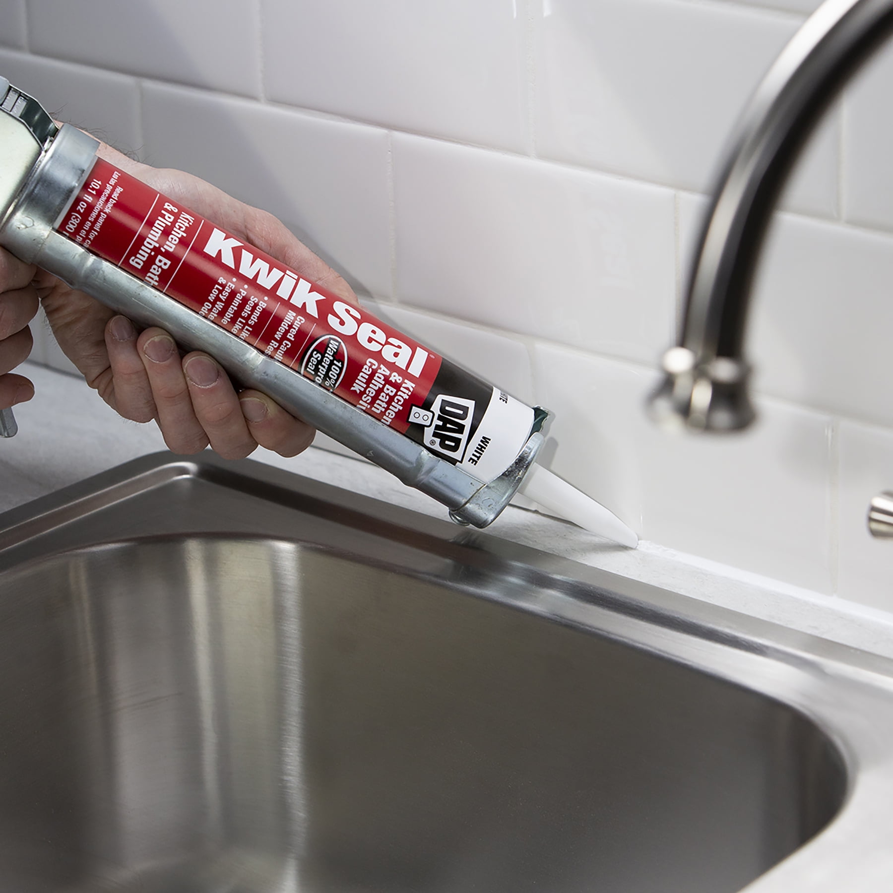 (2 pack) DAP Kwik Seal 10.1 oz White Adhesive Kitchen and Bath Acrylic Latex Caulk