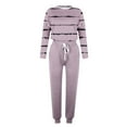 thumbnail image 5 of CHUANK Lounge Suits for Women Colorblocked Pullover Top with Drawstring Sweatpants Trendy Sets with Pockets (X-Large  Wine), 5 of 5