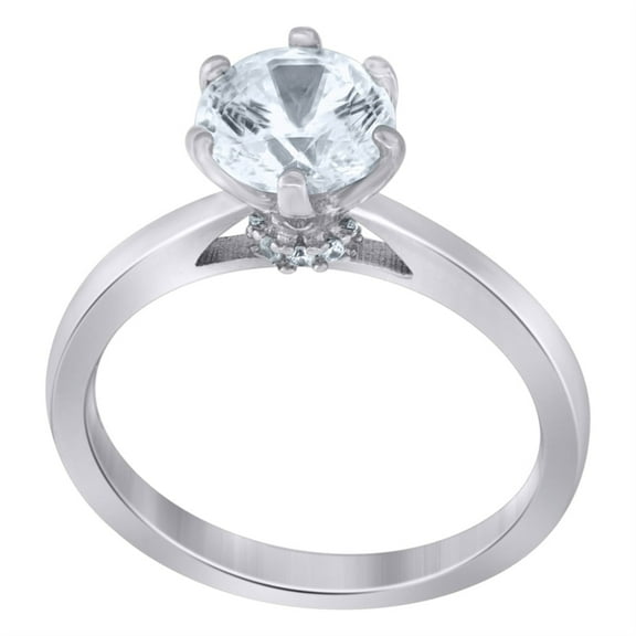 Auriga 925 Sterling Silver Cubic Zirconia Solitaire Engagement Ring Size 7 for Women