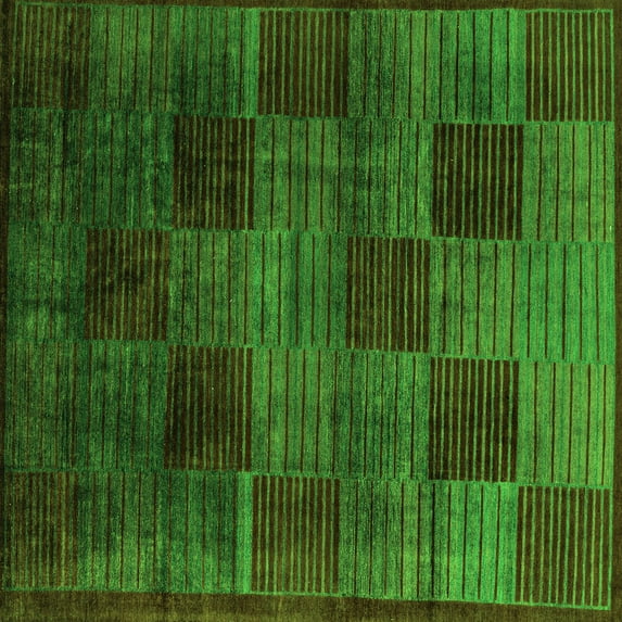 Ahgly Company Indoor Square Abstract Green Modern Area Rugs, 4' Square
