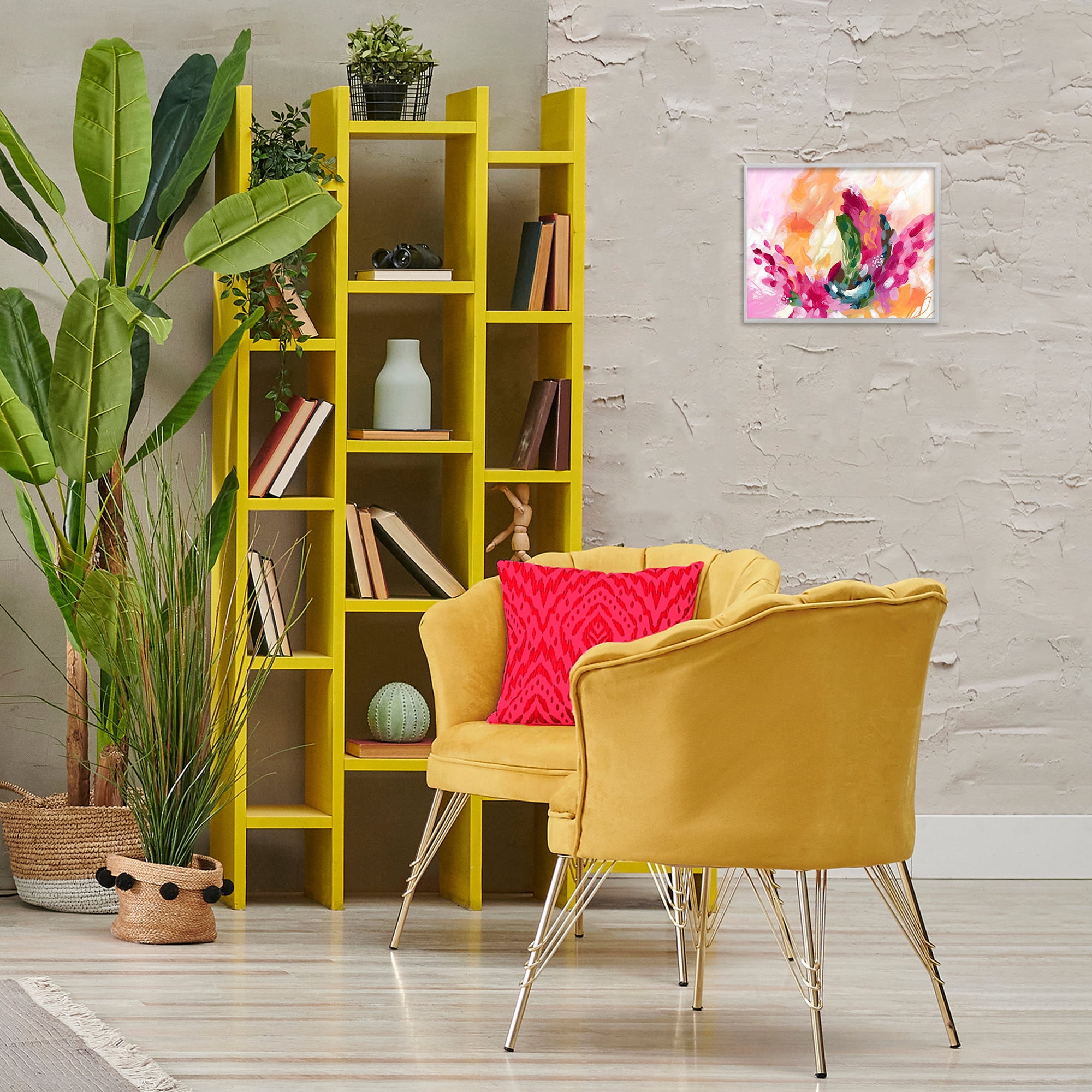Stupell Industries Tropical Punch Abstraction Abstract Painting Gray Framed Art Print Wall Art, 14 x 11