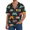 thumbnail image 1 of Honeii Retro Video Game for Men's Short-Sleeved Button-Up Collared Shirt Featuring A Pocket, Perfect for Beach Vacations, And Travel Adventures-Small, 1 of 5