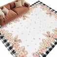 thumbnail image 2 of Area Rug for Living Room, Pink Easter Non-Slip Indoor Large Carpet for Bedroom/Dining Room, Spring Floral Farmhouse Eggs Black Plaid Washable Low-Profile Rectangle Floor Runner Rugs - 6 x 9 Ft, 2 of 7