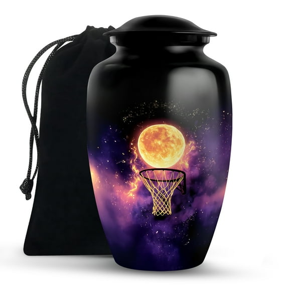 KARYLIZ Basketball Cremation Urns For Human Ashes Adult Man - Black Large Memorial Tribute for Adult Male & Female - Funeral Burial Urn for Mom & Dad