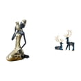 thumbnail image 1 of Estatua De Mujer Tribal Africana Y Reno, Decoración De Mesa, Pieza De Arte Coleccionable Hecha A Mano, Adorno De Resina Para Estudio, Sala De Estar, Oficina, Decoración Multiusos Para El, 1 of 8