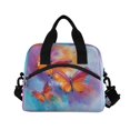 thumbnail image 2 of Insulated Crossbody Lunch Bag 10L Lunch Tote with Adjustable Shoulder Strap for Work Office Picnic Red and Orange Butterflies, 2 of 6