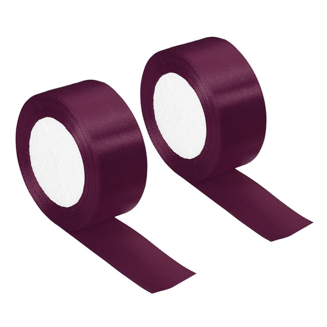 Unique Bargains 1.5 Inch Wide 24 Yards Satin Ribbon, 2 Pack Double Face Solid Crafts Roll for Party Home DIY Wrapping Decoration, Dark Purple