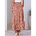 thumbnail image 4 of DARING DIVA Women's Summer Smocked Waist Flowy Maxi Skirts M Orange Floral, 4 of 6