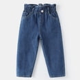 thumbnail image 2 of ameIAEA Denim Pants for Unisex Kids Elastic Waisted Wide Leg Jeans Toddler Solid Color Trouser with Pockets, 2 of 7