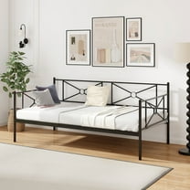 Gymax Metal Daybed Frame Twin Size Mattress Foundation w/ Metal Slat Support Black