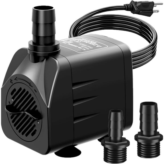 400GPH Submersible Water Pump, Ultra Quiet Fountain Pump for Ponds, Aquariums, Fish Tanks and Hydroponics. Adjustable Flow with 10ft Power Cord.