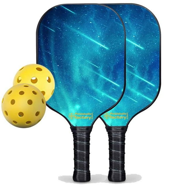 Pickleball Factory PB00028-2-G Pickleball Set - Meteor Shower Pro Pickleball Paddle, Pickleball Starter Kit, Glassfiber Graphite