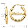 thumbnail image 3 of 14k Yellow Gold Small Satin Diamond-cut Name Plate Hoop Earrings XNA257Y, 3 of 4
