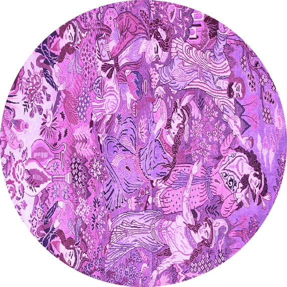 Ahgly Company Indoor Round Animal Purple Traditional Area Rugs, 6' Round