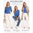 thumbnail image 5 of QUALFORT Women’s Cable Knit Sweater, Crew Neck Lightweight Long Sleeve Pullover, Blue, Size XXL, 5 of 7