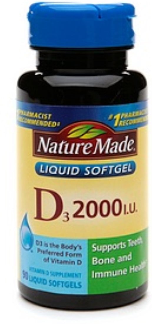 Nature Made Vitamin D3 2000 IU Liquid Softgels 90 ea (Pack of 2)