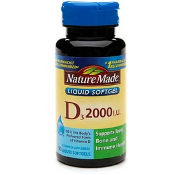 2 Pack Nature Made Vitamin D3 2000 IU Liquid Softgels 90 ea Walmart