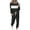 Black A, variant on WRKEKC Women Outfits Sets, Womens Sets 2 Piece Outfits, Ladies' Fall Casual Blocking Print Round Neck Long Sleeve Tops and Elastic Waist Sweatpants Home Sports Yoga Suit