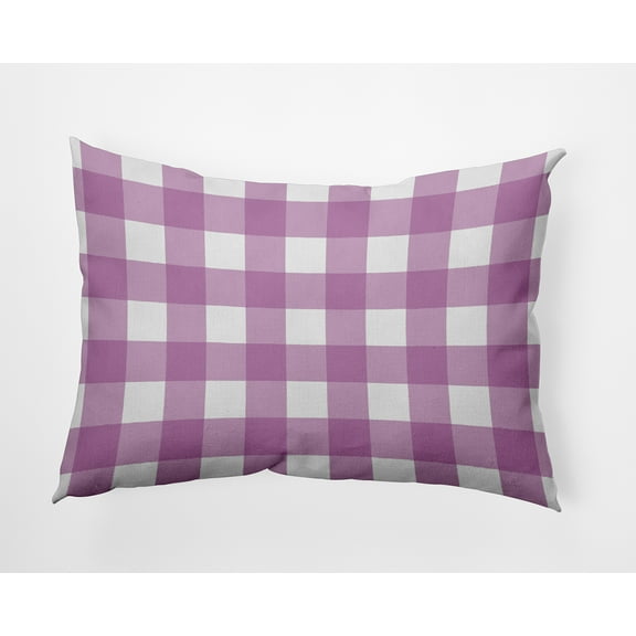 20" x 14" Simply Daisy Gingham Plaid Polyester Indoor/Outdoor Pillow, Orchid Qty 1