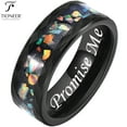 thumbnail image 1 of Black IP Tungsten Ring 8mm Galaxy Series w/ Opal Inlay in Different Styles Wedding Band for Men Women w/ FREE Engraving Options, 1 of 6