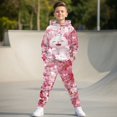 thumbnail image 5 of Uorisanigo Boy Girl Hoodie Sweatsuit Fall Winter Long Sleeve Outfit Clothes Tops and Pants Set, Soft Loose Pink Cherry Blossom Cat Hoodie & Sweatpants Outfit Pack of 2, 5 of 7