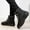 Black, variant on Tejiojio Fall Women On The Knee Elastic Boots Boots Shoes Funny Middle Tube Wedge Shoes Boots
