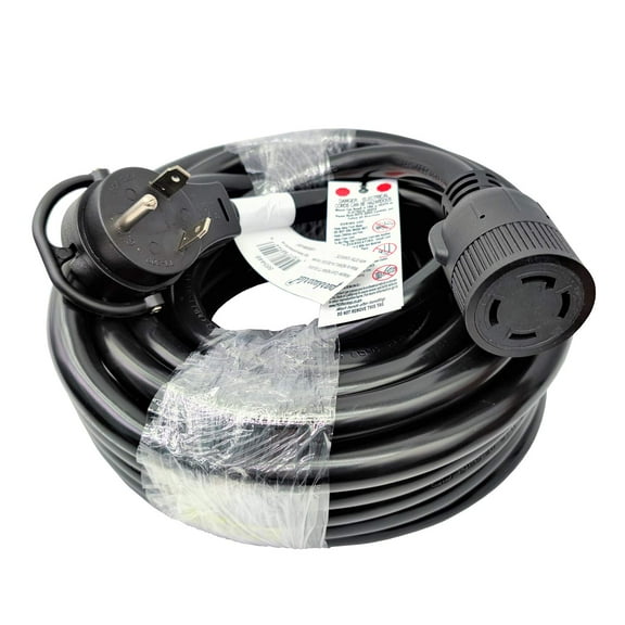 Parkworld 885446B NEMA TT-30P to L14-30R Adapter Cord, RV 30A TT-30 Male Plug with Handle to Generator 30A 4-Prong L14-30 Female Receptacle (25 Foot)