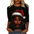 thumbnail image 2 of Craaazy Christmas Tops for Women Christmas Holiday Print 3/4 Sleeve Xmas Blouse Gifts, 2 of 5