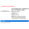 thumbnail image 2 of Front Left Wiper Blade - Compatible with 2014 - 2019 Nissan Versa Note 2015 2016 2017 2018, 2 of 2