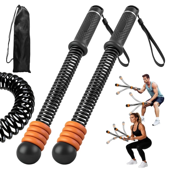 2PCS Adjustable Weighted Ropeless Battle Ropes, Heavy Duty Cordless Battle Rope for HIIT & Cardio Full-Body Workout Tool with Non-Slip Spiral Handles, Home Gym Equipment for Women & Men