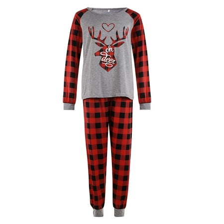 

LisenraIn Family Matching Clothes Christmas Pajamas Set Deer Print Women Kid