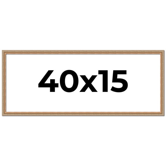 40x15 Frame Brown 60's Wooden Cabinet Solid Wood Picture Frame | 1 Inch Moulding Width | Complete