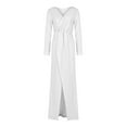 thumbnail image 1 of goowrom Robe une Pièce Grande Taille pour Femmes, Robe Longue à Col en V Profond avec Ceinture et Manches Longues, 1 of 6