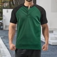 thumbnail image 2 of Krdevn Men's Color Blocked Button Open Neck Pineapple Grid Raglan Sleeves for Men Casual Loose Sports Business Short Sleeved T Shirt,XXL, 2 of 4