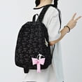 thumbnail image 6 of Bow Print Corduroy Backpack with Decor Bow Pendant, Lightweight Large Capacity Student Daypack Water Resistant Casual Backpack for School Daily Travel, 6 of 8