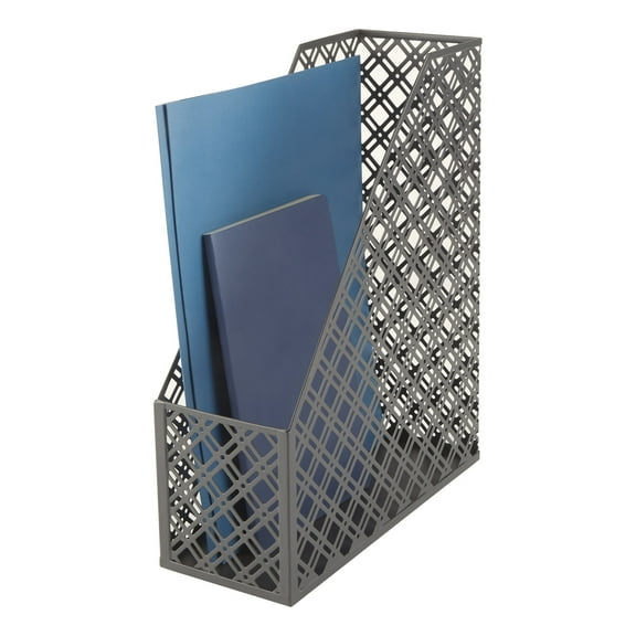 Realspace® Streya Cut-Metal Magazine File Holder, 12"H x 4"W x 9-7/8"D, Gray